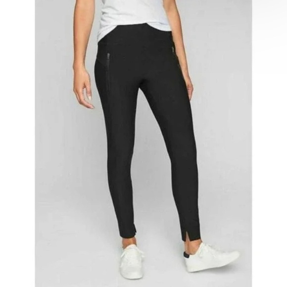 Athleta Pants - Athleta Stellar Solid Black Zip Legging Tights Size XSP